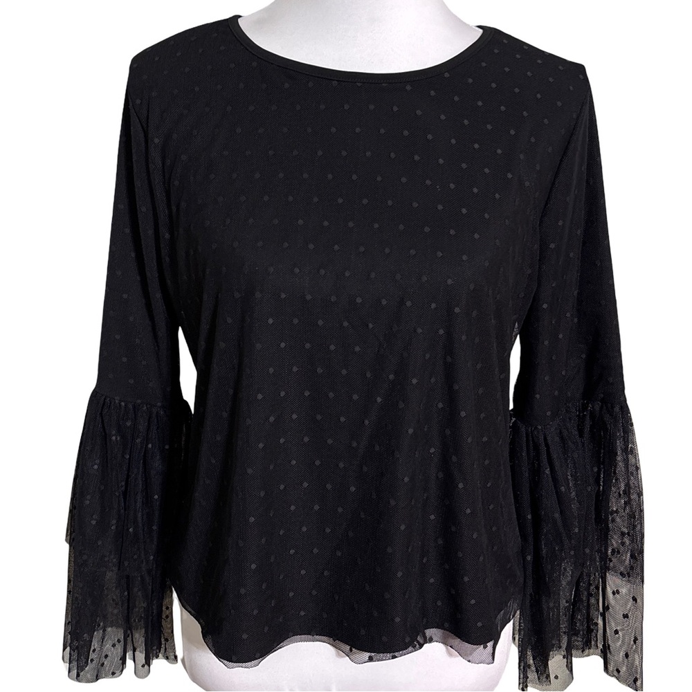 Anthropologie Black Flared Sleeve Blouse